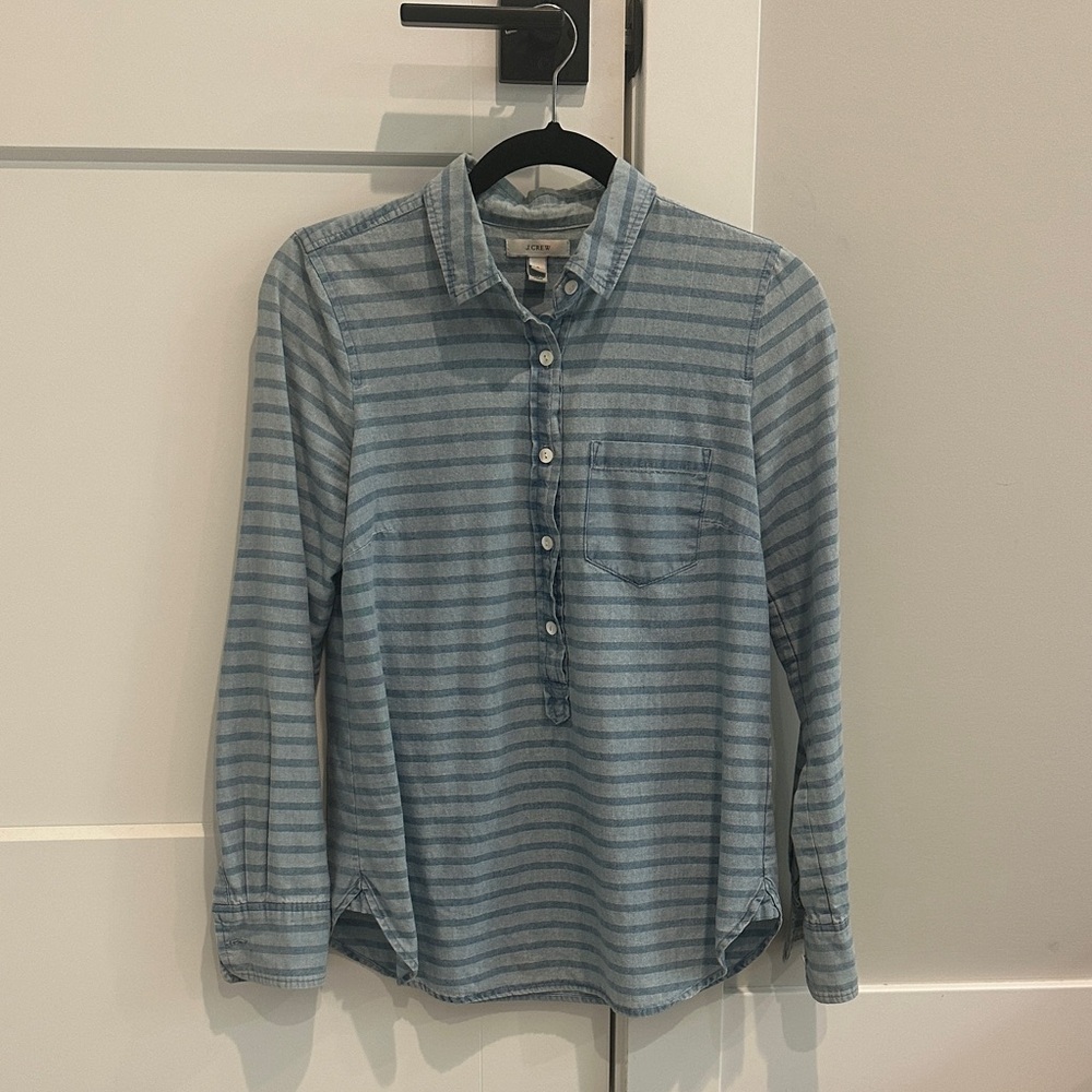J. Crew Light Blue Denim Striped Shirt